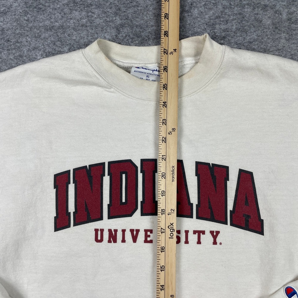 Indiana University Hoosiers Sweatshirt Mens XL White Champion Crewneck Pullover - Picture 6 of 10